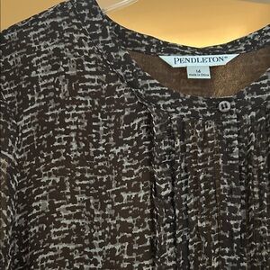 Pendleton Brown and Cream Textured Blouse